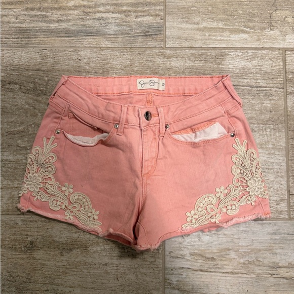 Jessica Simpson Pants - Stylish Pink Lace-Trimmed Women Shorts
